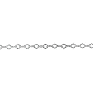 Chain by Foot. Sterling Silver 3.0mm Width by 4.0mm Length, Diamond Shaped Smooth Cable Chain. Price per: 1 Foot.