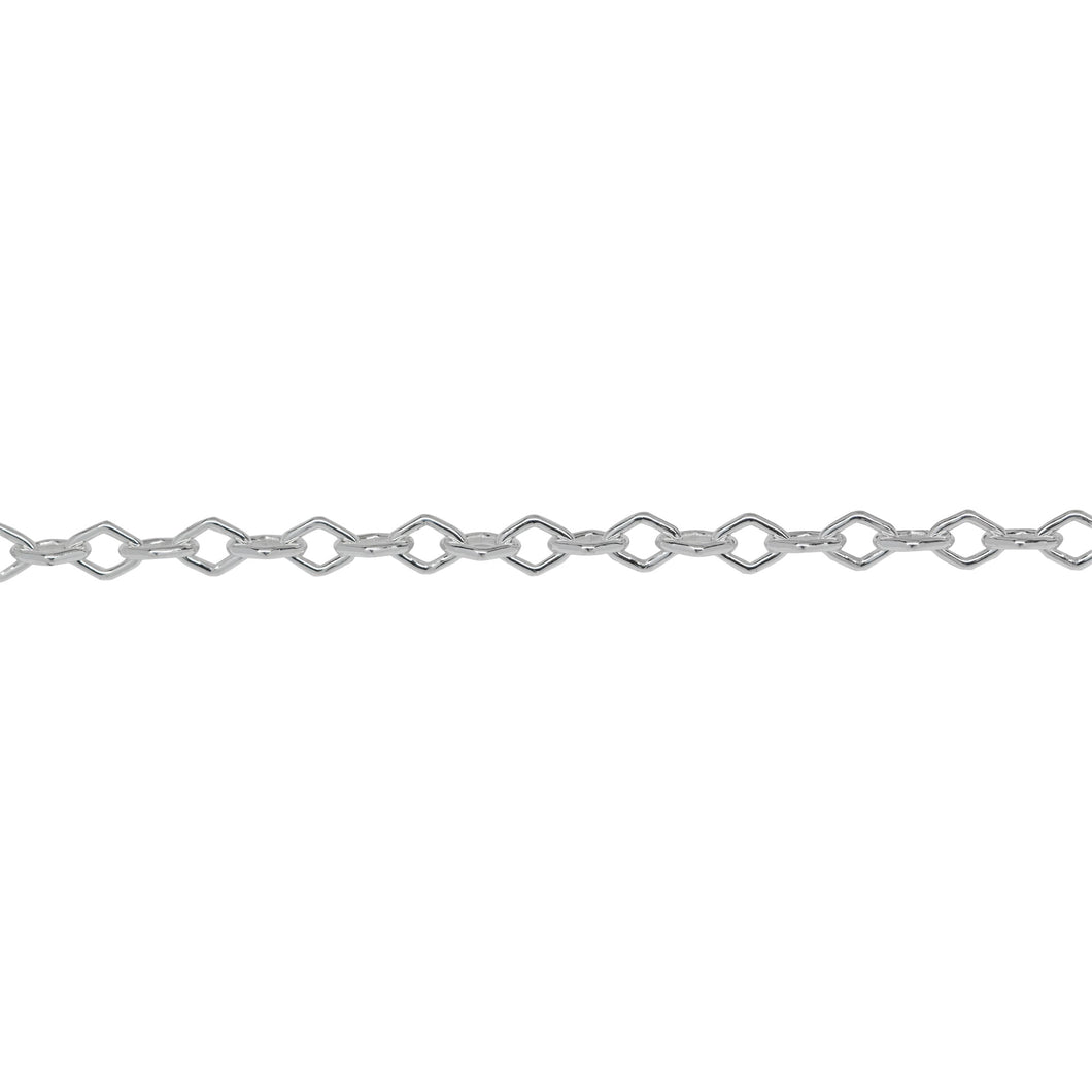 Chain by Foot. Sterling Silver 3.0mm Width by 4.0mm Length, Diamond Shaped Smooth Cable Chain. Price per: 1 Foot.