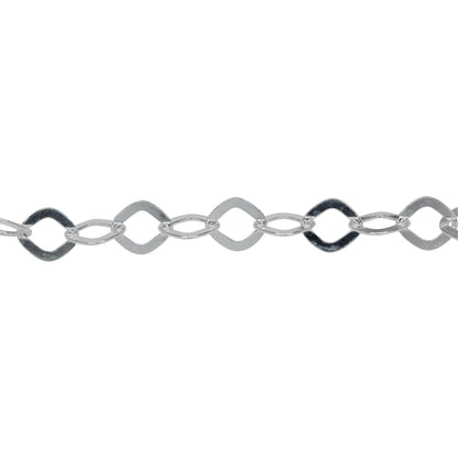 Chain by Foot. Sterling Silver 6.3mm Width by 7.2mm Length, Flat Diamond Cable Chain. Price per: 1 Foot.