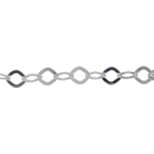 Chain by Foot. Sterling Silver 6.3mm Width by 7.2mm Length, Flat Diamond Cable Chain. Price per: 1 Foot.