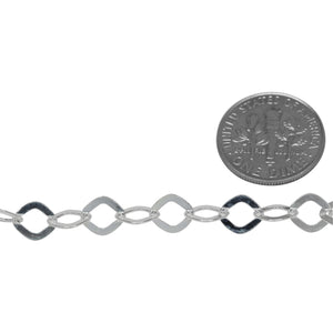 Sterling Silver 6.3mm Width by 7.2mm Length, Flat Diamond Cable Chain. Price per: 1 Foot.