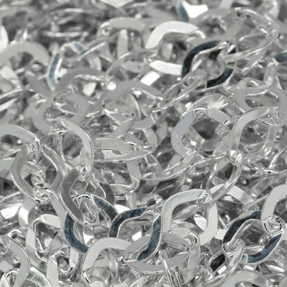 Sterling Silver 6.3mm Width by 7.2mm Length, Flat Diamond Cable Chain. Price per: 1 Foot.