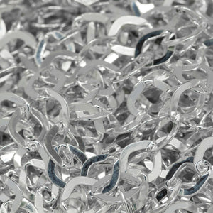 Sterling Silver 6.3mm Width by 7.2mm Length, Flat Diamond Cable Chain. Price per: 1 Foot.