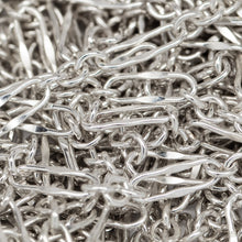 Load image into Gallery viewer, Sterling Silver 2.3mm Width by 6.8mm Length, Dapped Long Link Connected With Three of 2.2mm Width by 2.5mm Length Short Links, Long and Short Chain. Price per: 1 Foot.
