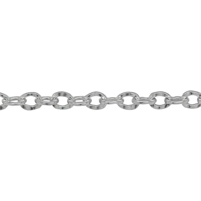 Chain by Foot. Sterling Silver 4.2mm Width by 5.5mm Length, Hammered Cable Chain. Price per: 1 Foot.