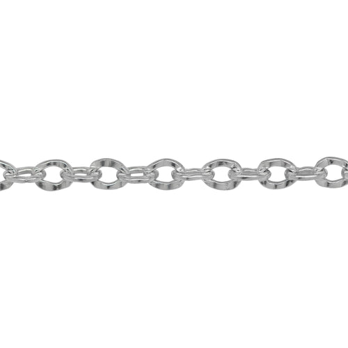 Chain by Foot. Sterling Silver 4.2mm Width by 5.5mm Length, Hammered Cable Chain. Price per: 1 Foot.
