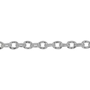 Chain by Foot. Sterling Silver 4.2mm Width by 5.5mm Length, Hammered Cable Chain. Price per: 1 Foot.