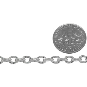 Sterling Silver 4.2mm Width by 5.5mm Length, Hammered Cable Chain. Price per: 1 Foot.