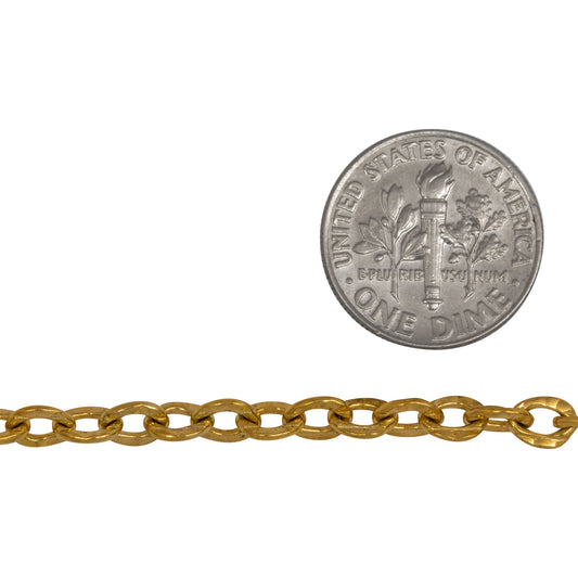 14kt Gold Filled 4.2mm Width by 5.5mm Length, Hammered Cable Chain. Price per: 1 Foot.