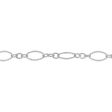 Load image into Gallery viewer, Chain by Foot. Sterling Silver One of 4.1mm Width by 7.8mm Length Corrugated Long Oval Link Followed by Three of 2.5mm Width by 3.0mm Length Smaller Oval Links With Middle Smaller Oval Link Being Smooth, Long and Short Chain. Price per: 1 Foot.
