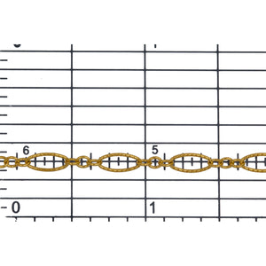 14kt Gold Filled One of 4.1mm Width by 7.8mm Length Corrugated Long Oval Link Followed by Three of 2.5mm Width by 3.0mm Length Smaller Oval Links With Middle Smaller Oval Link Being Smooth, Long and Short Chain. Price per: 1 Foot.