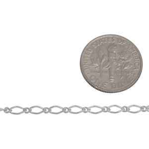 Sterling Silver 2.45mm Width by 5.00mm Length Long Link Connected to 1.78mm Width by 2.40mm Length Small Link, Diamond Cut Long and Short Chain. Price per: 1 Foot.