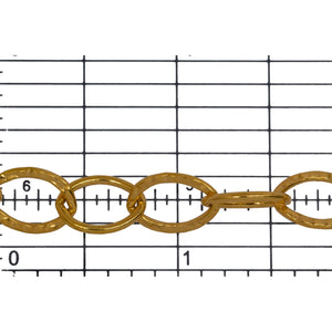 14kt Gold Filled 9.40mm Width by 13.03mm Length, Hammered Oval Link Connected with 9.15mm Width by 12.47mm Length Smooth Oval Link, Cable Chain. Price per: 1 Foot.