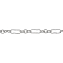 Load image into Gallery viewer, Chain by Foot. Sterling Silver One of 3.1mm Width by 9.4mm Length Corrugated Elongated Oval Link Followed by Three of 3.1mm Width by 4.0mm Length Smooth Oval Links with Middle Oval Link being Corrugated, Long and Short Chain. Price per: 1 Foot.
