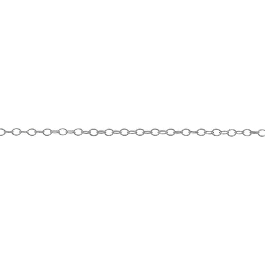 Chain by Foot. Sterling Silver 1.4mm Width by 1.8mm Length, Smooth Cable Chain. Price per: 1 Foot.