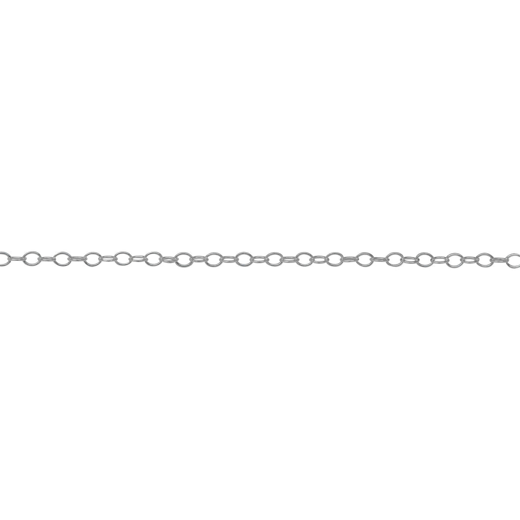 Chain by Foot. Sterling Silver 1.4mm Width by 1.8mm Length, Smooth Cable Chain. Price per: 1 Foot.
