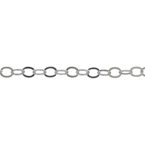 Chain by Foot. Sterling Silver 3.7mm Width by 4.9mm Length, Flat Cable Chain. Price per: 1 Foot.