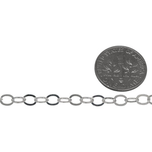 Sterling Silver 3.7mm Width by 4.9mm Length, Flat Cable Chain. Price per: 1 Foot.