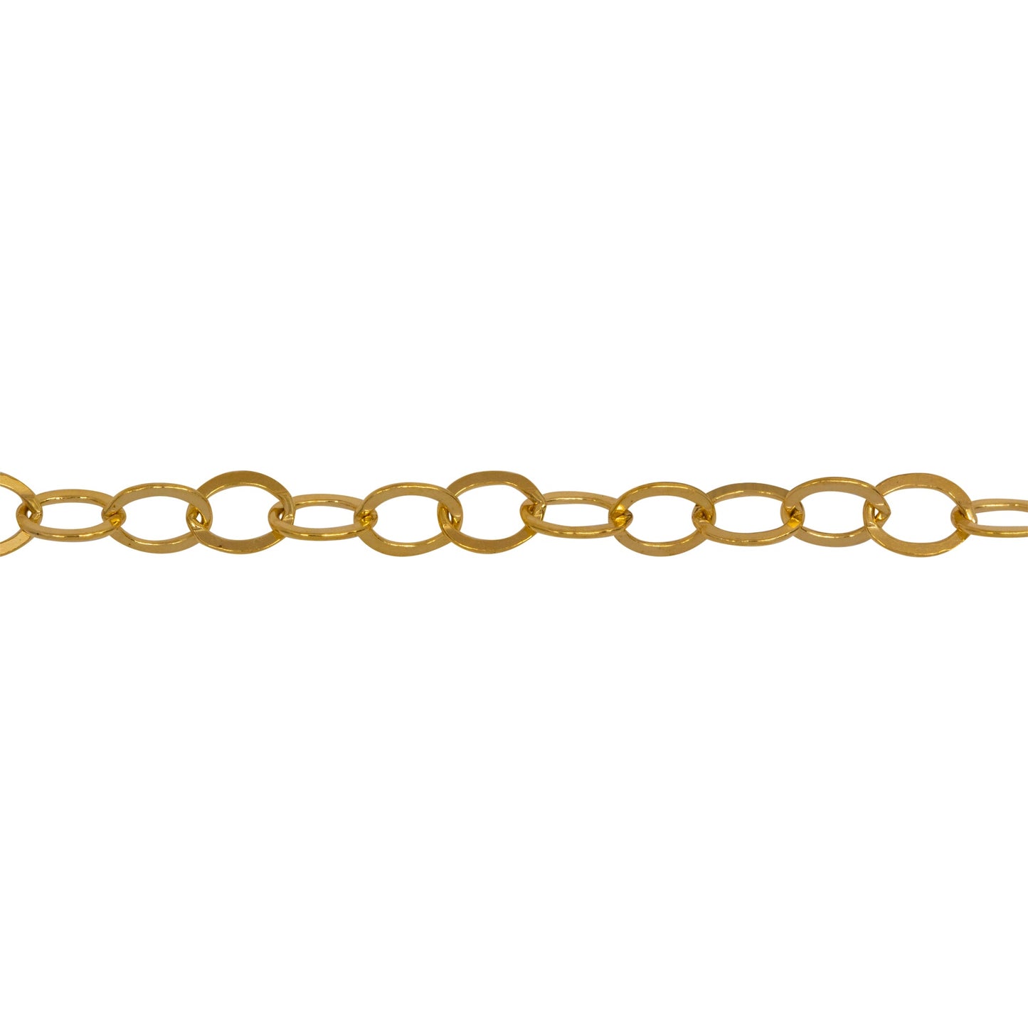 Chain by Foot. 14kt Gold Filled 3.7mm Width by 4.9mm Length, Flat Cable Chain. Price per: 1 Foot.