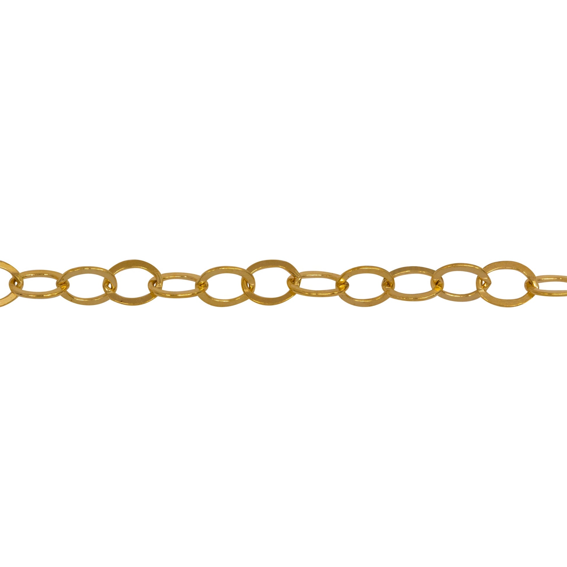 Chain by Foot. 14kt Gold Filled 3.7mm Width by 4.9mm Length, Flat Cable Chain. Price per: 1 Foot.