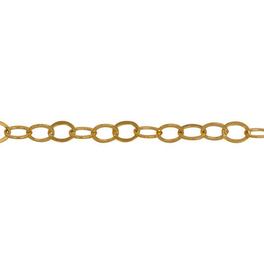 Chain by Foot. 14kt Gold Filled 3.7mm Width by 4.9mm Length, Flat Cable Chain. Price per: 1 Foot.