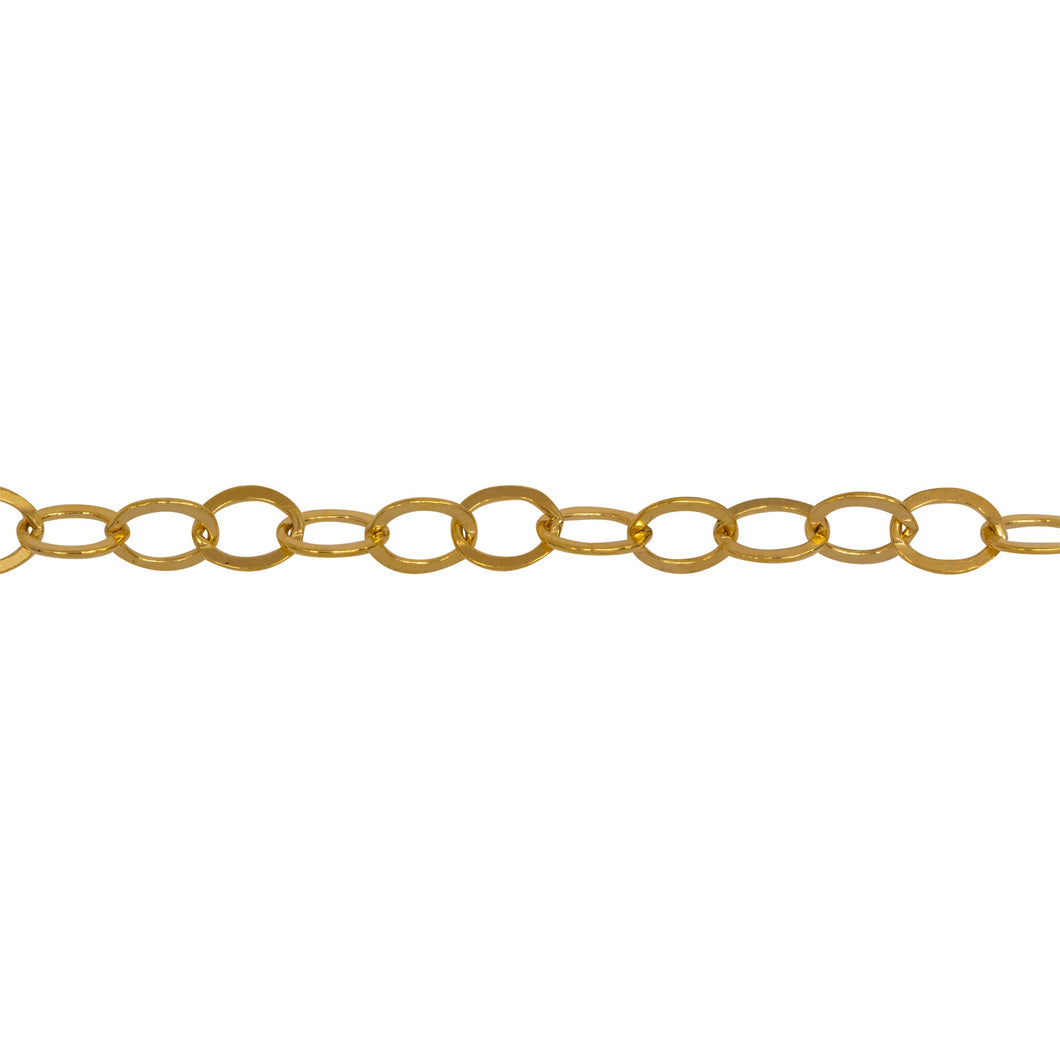 Chain by Foot. 14kt Gold Filled 3.7mm Width by 4.9mm Length, Flat Cable Chain. Price per: 1 Foot.