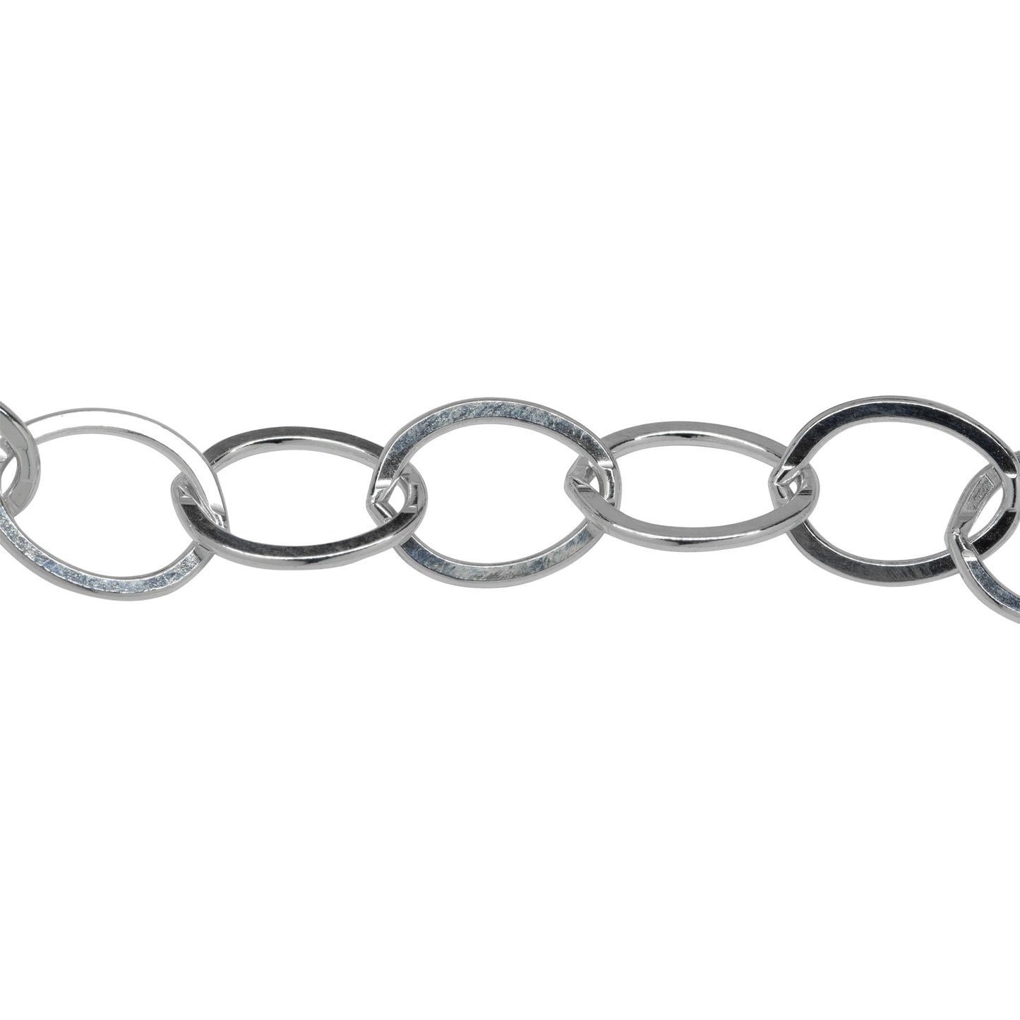 Chain by Foot. Sterling Silver 9.0mm Width by 12.5mm Length, Flat Cable Chain. Price per: 1 Foot.
