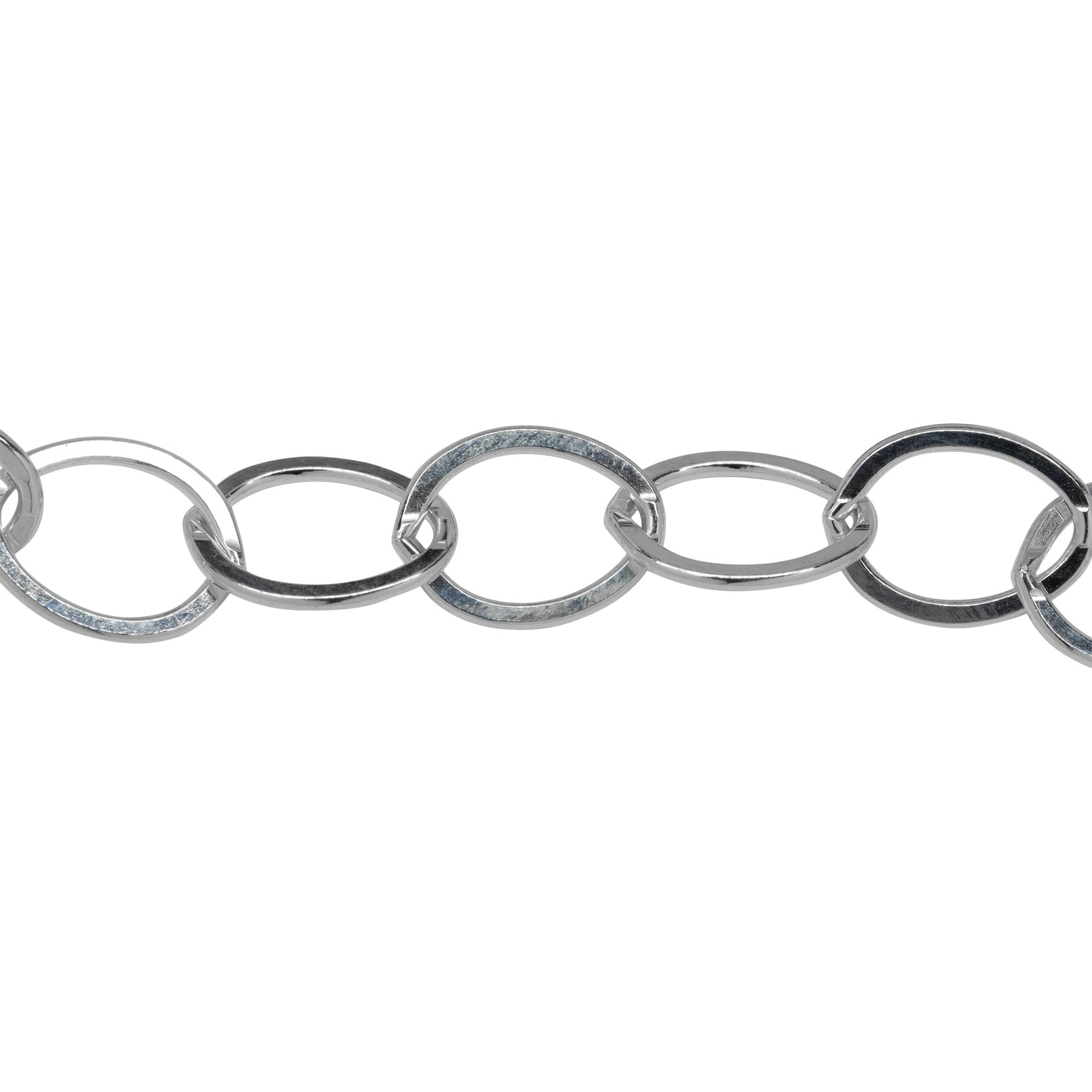 Chain by Foot. Sterling Silver 9.0mm Width by 12.5mm Length, Flat Cable Chain. Price per: 1 Foot.