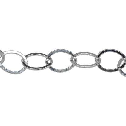 Chain by Foot. Sterling Silver 9.0mm Width by 12.5mm Length, Flat Cable Chain. Price per: 1 Foot.