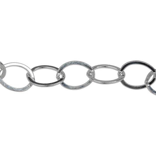Chain by Foot. Sterling Silver 9.0mm Width by 12.5mm Length, Flat Cable Chain. Price per: 1 Foot.
