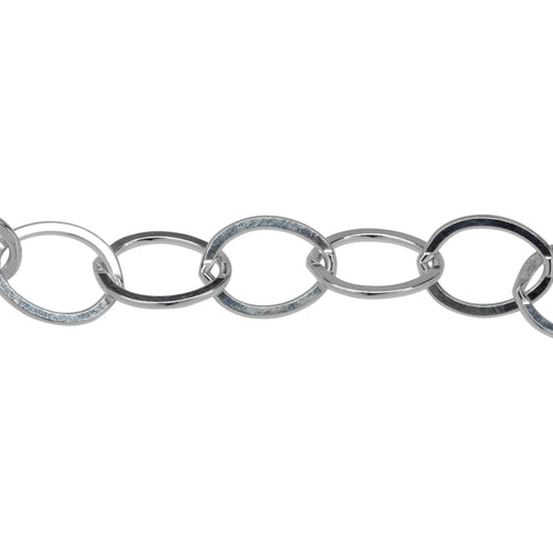 Chain by Foot. Sterling Silver 9.0mm Width by 12.5mm Length, Flat Cable Chain. Price per: 1 Foot.