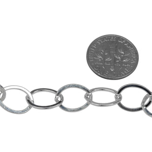 Sterling Silver 9.0mm Width by 12.5mm Length, Flat Cable Chain. Price per: 1 Foot.