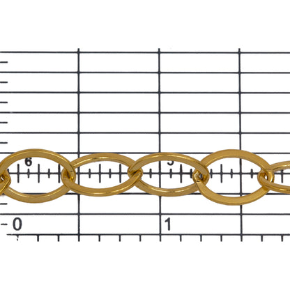 14kt Gold Filled 9.0mm Width by 12.5mm Length, Flat Cable Chain. Price per: 1 Foot.