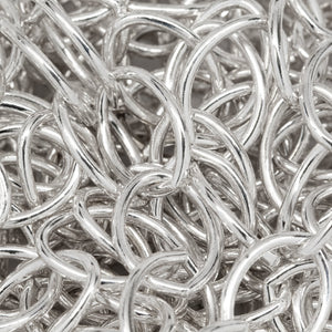 Sterling Silver 8.9mm Width by 12.2mm Length, Smooth Cable Chain. Price per: 1 Foot.