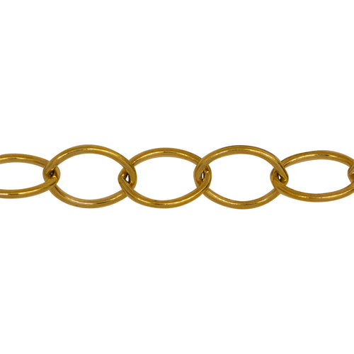 Chain by Foot. 14kt Gold Filled 8.9mm Width by 12.2mm Length, Smooth Cable Chain. Price per: 1 Foot.