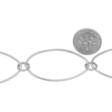 Load image into Gallery viewer, Sterling Silver 21.1mm Width by 38.2mm Length Smooth Long Oval Link Connected With 8.0mm Smooth Circle Link, Long and Short Chain. Price per: 1 Foot.
