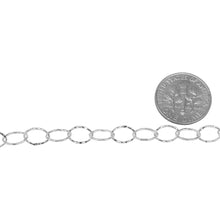 Load image into Gallery viewer, Sterling Silver 5.5mm Width by 8.0mm Length, Hammered Oval Cable Chain. Price per: 1 Foot.
