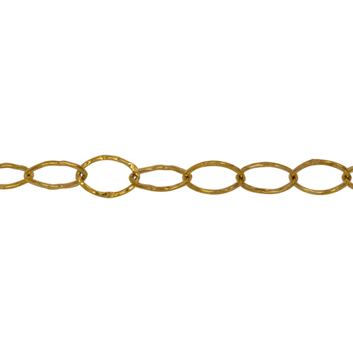 Chain by Foot. 14kt Gold Filled 5.5mm Width by 8.0mm Length, Hammered Oval Cable Chain. Price per: 1 Foot.