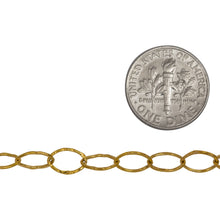 Load image into Gallery viewer, 14kt Gold Filled 5.5mm Width by 8.0mm Length, Hammered Oval Cable Chain. Price per: 1 Foot.
