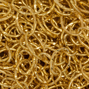 14kt Gold Filled 5.5mm Width by 8.0mm Length, Hammered Oval Cable Chain. Price per: 1 Foot.