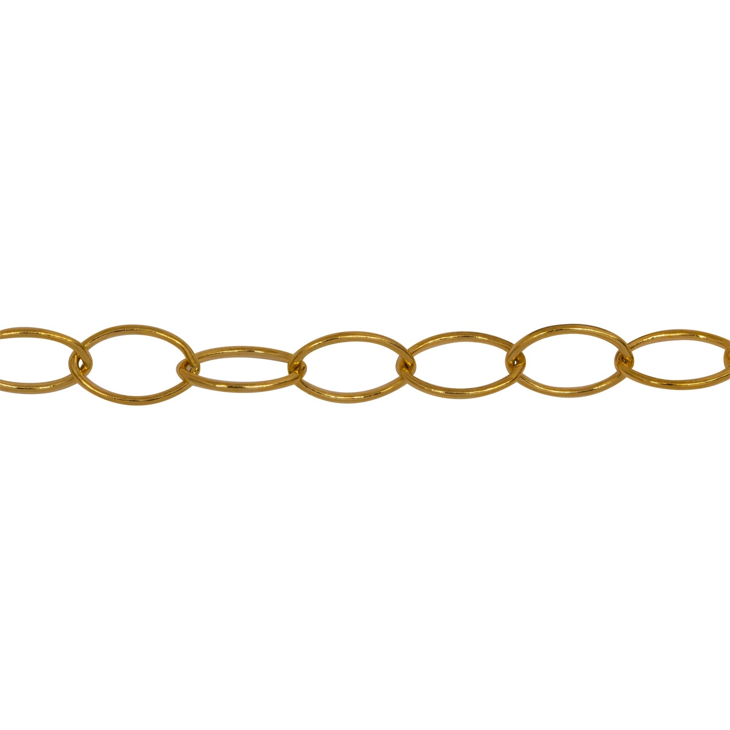 Chain by Foot. 14kt Gold Filled 5.5mm Width by 7.6mm Length, Smooth Oval Cable Chain. Price per: 1 Foot.