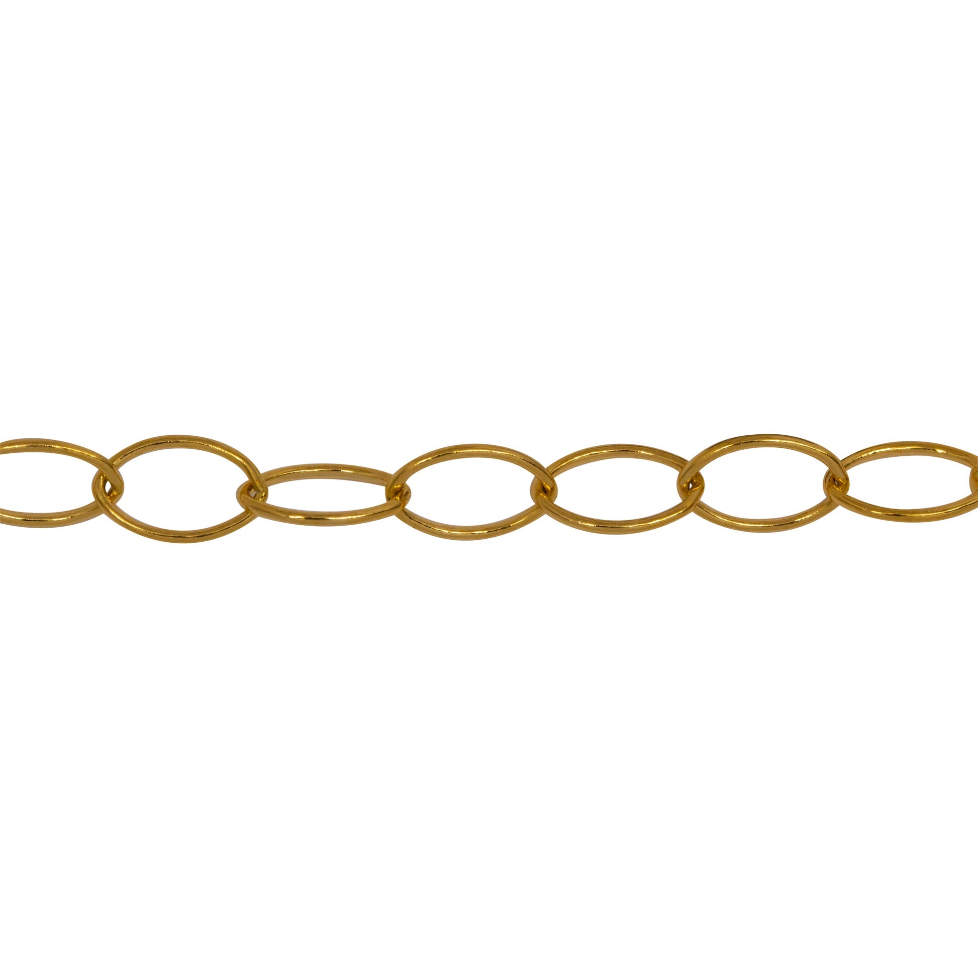 Chain by Foot. 14kt Gold Filled 5.5mm Width by 7.6mm Length, Smooth Oval Cable Chain. Price per: 1 Foot.