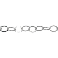 Load image into Gallery viewer, Chain by Foot. Sterling Silver 5.4mm Width by 8.8mm Length, Flat Oval Cable Chain. Price per: 1 Foot.
