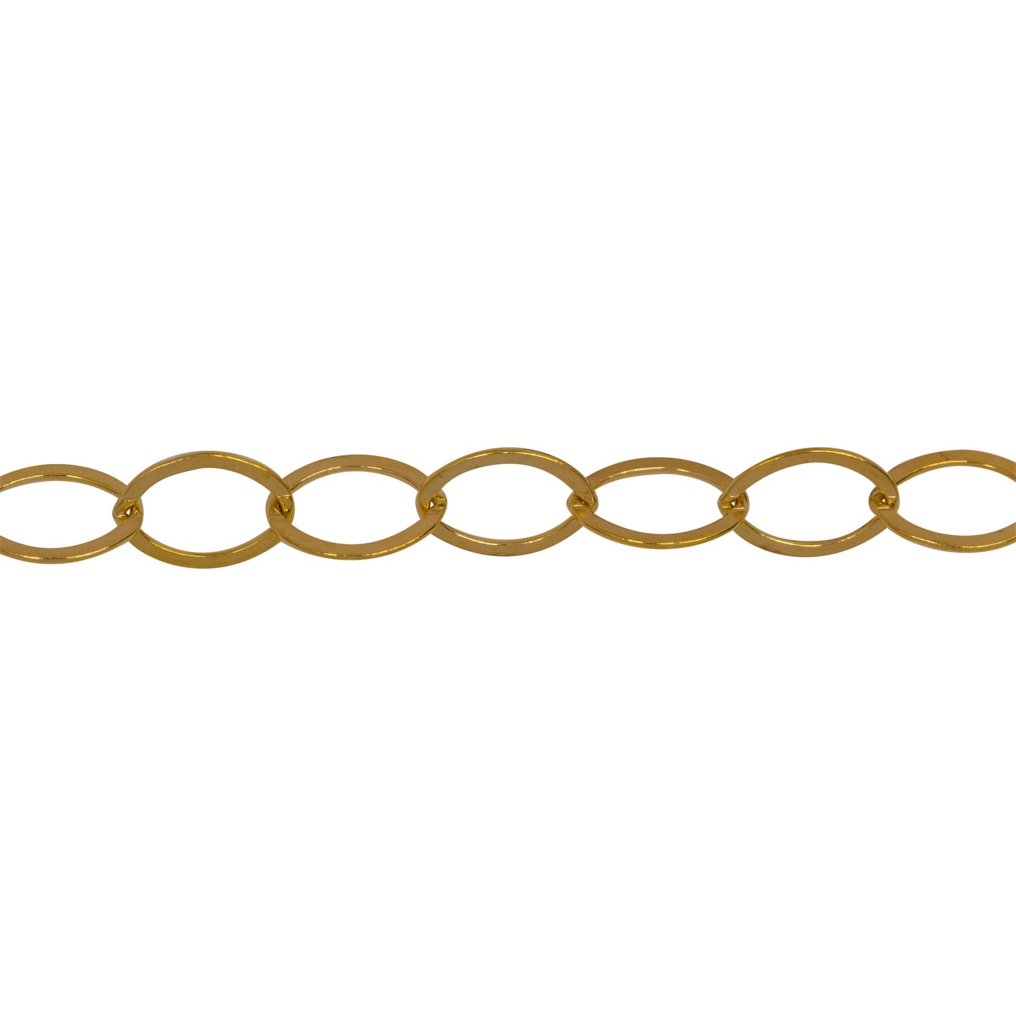 Chain by Foot. 14kt Gold Filled 5.4mm Width by 8.8mm Length, Flat Oval Cable Chain. Price per: 1 Foot.