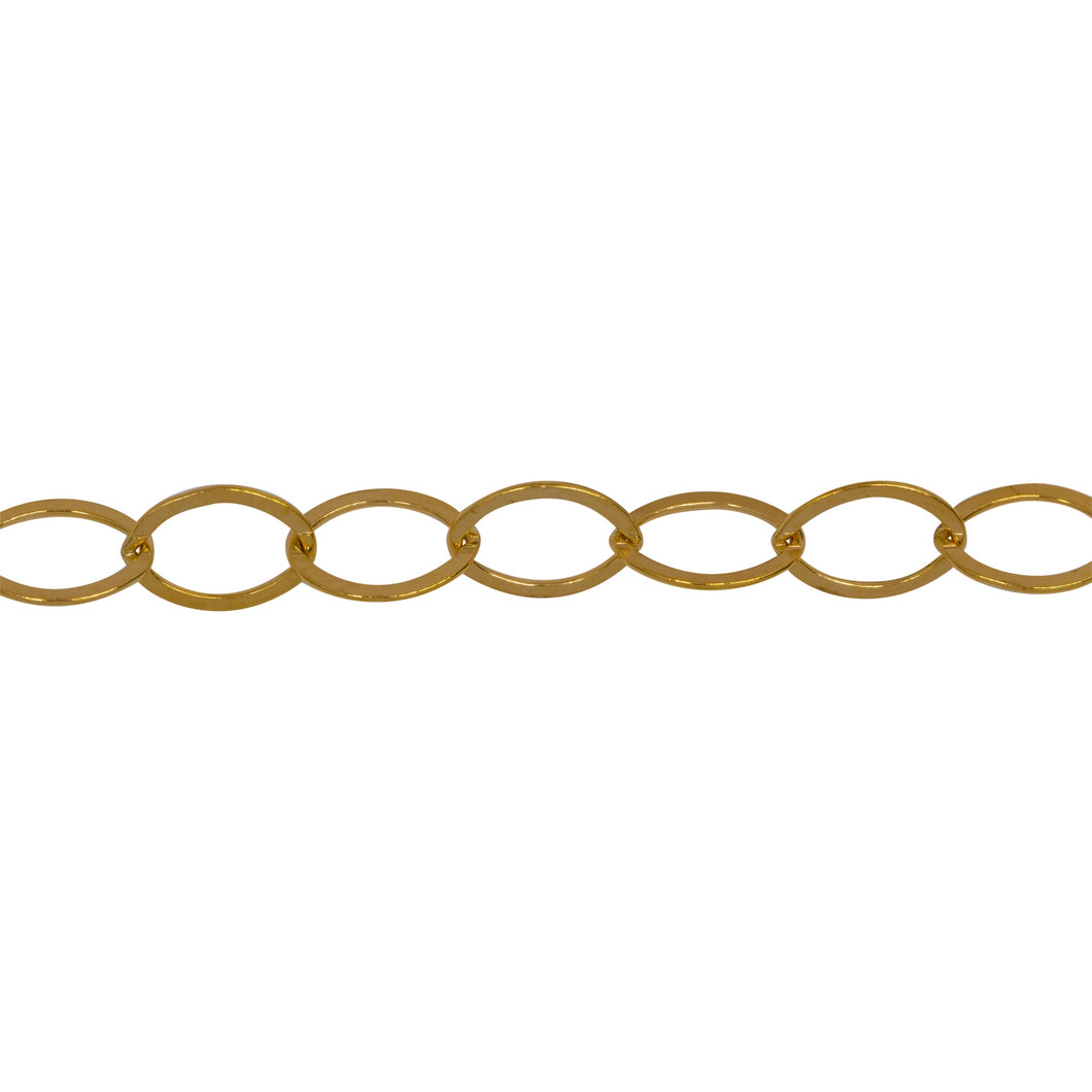 Chain by Foot. 14kt Gold Filled 5.4mm Width by 8.8mm Length, Flat Oval Cable Chain. Price per: 1 Foot.