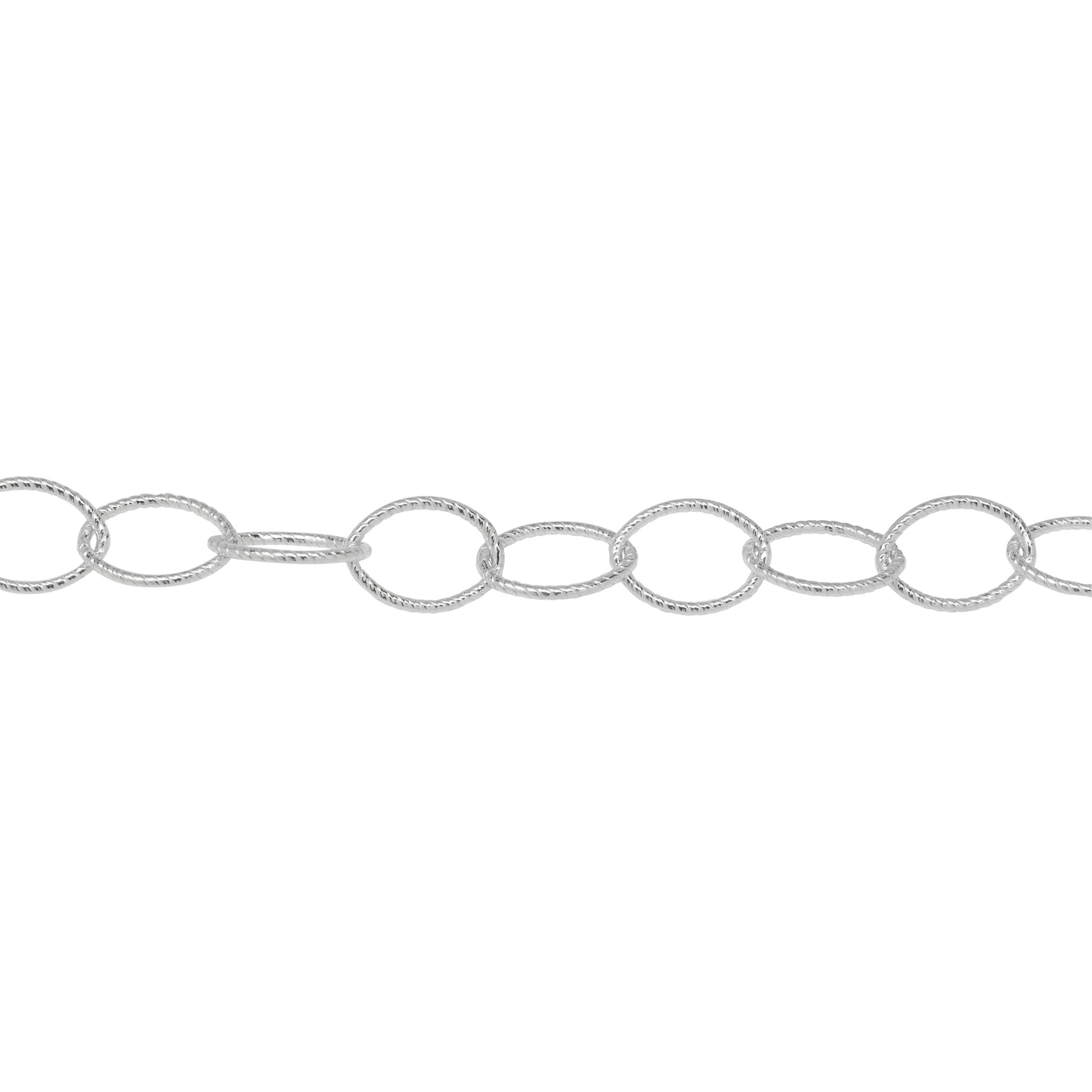 Chain by Foot. Sterling Silver 5.5mm Width by 7.7mm Length, Twisted Oval Cable Chain. Price per: 1 Foot.