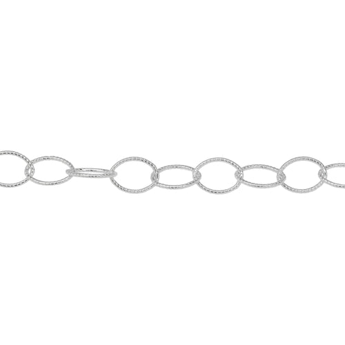Chain by Foot. Sterling Silver 5.5mm Width by 7.7mm Length, Twisted Oval Cable Chain. Price per: 1 Foot.
