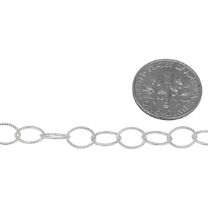 Sterling Silver 5.5mm Width by 7.7mm Length, Twisted Oval Cable Chain. Price per: 1 Foot.