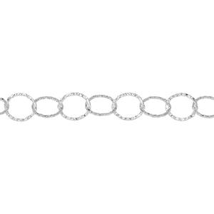 Chain by Foot. Sterling Silver 7.2mm Width / Length Flat Hammered Circle Chain. Price per: 1 Foot.