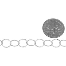 Load image into Gallery viewer, Sterling Silver 7.2mm Width / Length Flat Hammered Circle Chain. Price per: 1 Foot.
